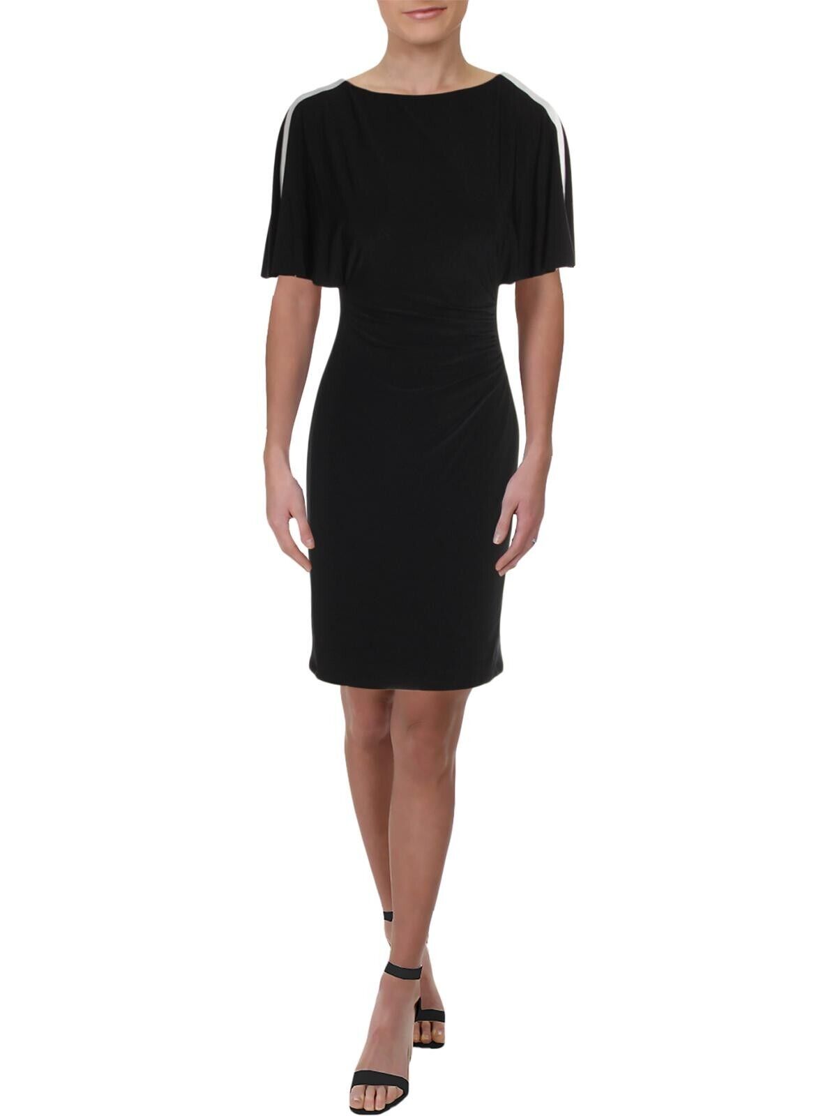 Lauren Ralph Lauren Womens Topaz Two Tone Cape Sleeves Dress Size 6 Black