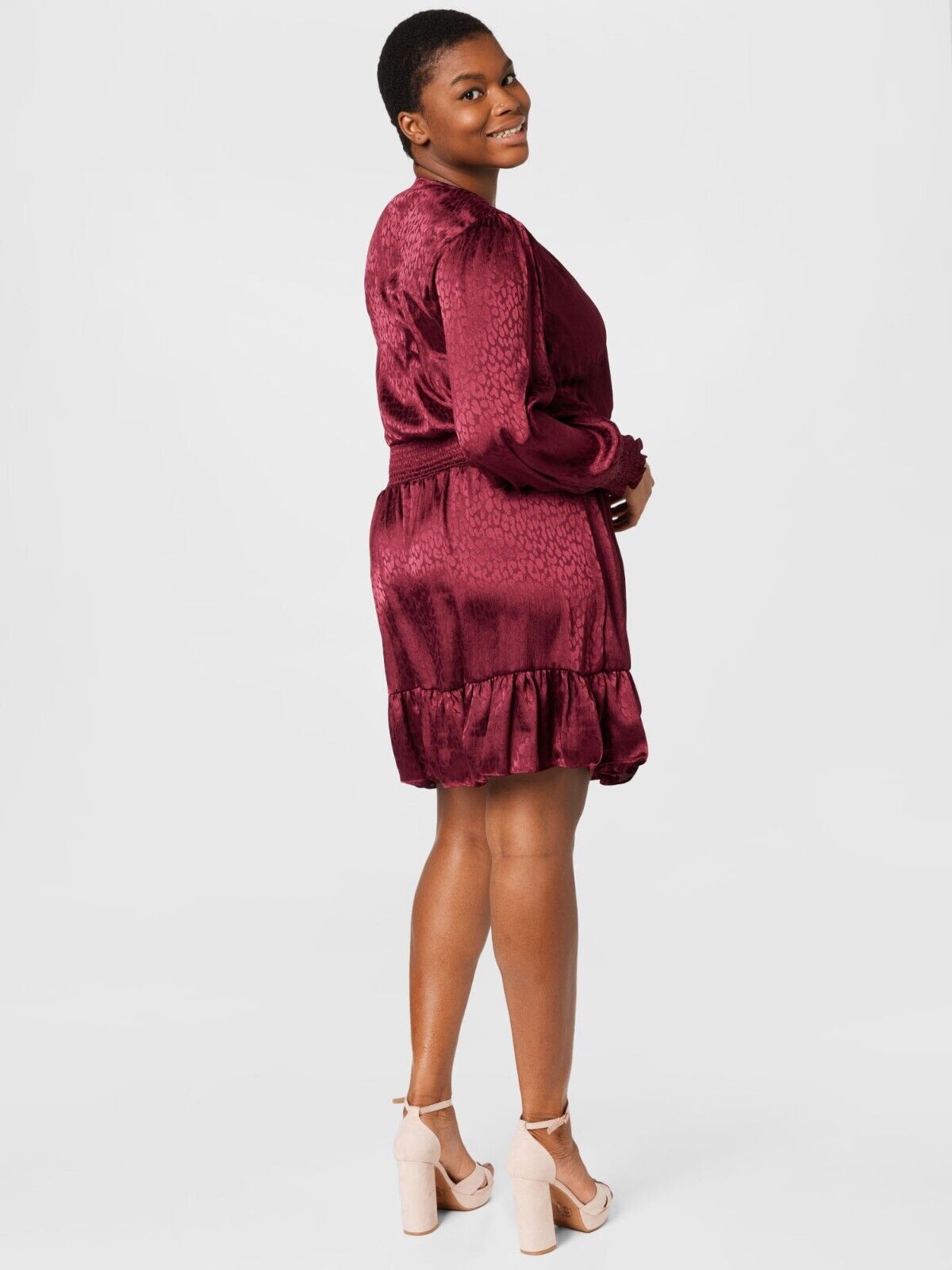 MICHAEL KORS Plus Size 1X Cheetah-Print Dress Wine Red MSRP $165