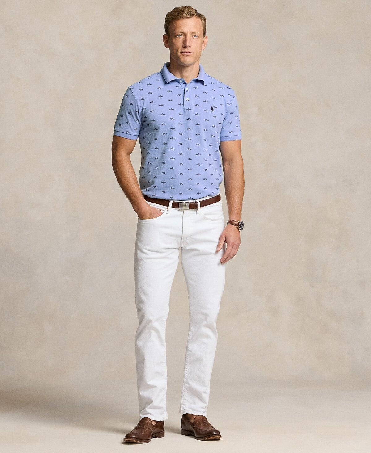 Polo Ralph Lauren Men's Monogram Stretch Polo Shirt Blue Size XS MSRP $125