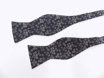 The Men's Store at Bloomingdale's Tossed Floral Bow Tie Black Silver MSRP $59