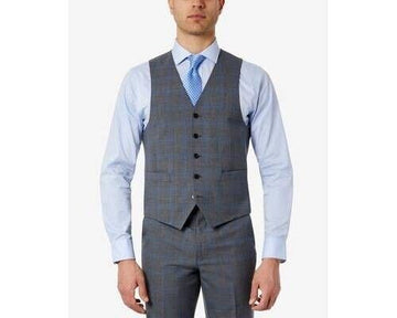Lauren Ralph Lauren Classic-Fit Wool Stretch Vest Grey,Blue Size M MSRP $125