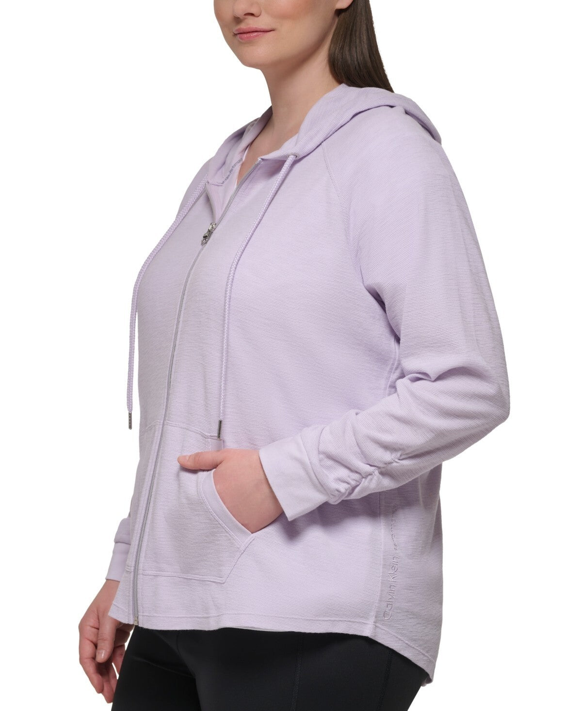 Calvin Klein Performance Ruched-Sleeve Zip Hoodie PURPLE Size 2X MSRP $59