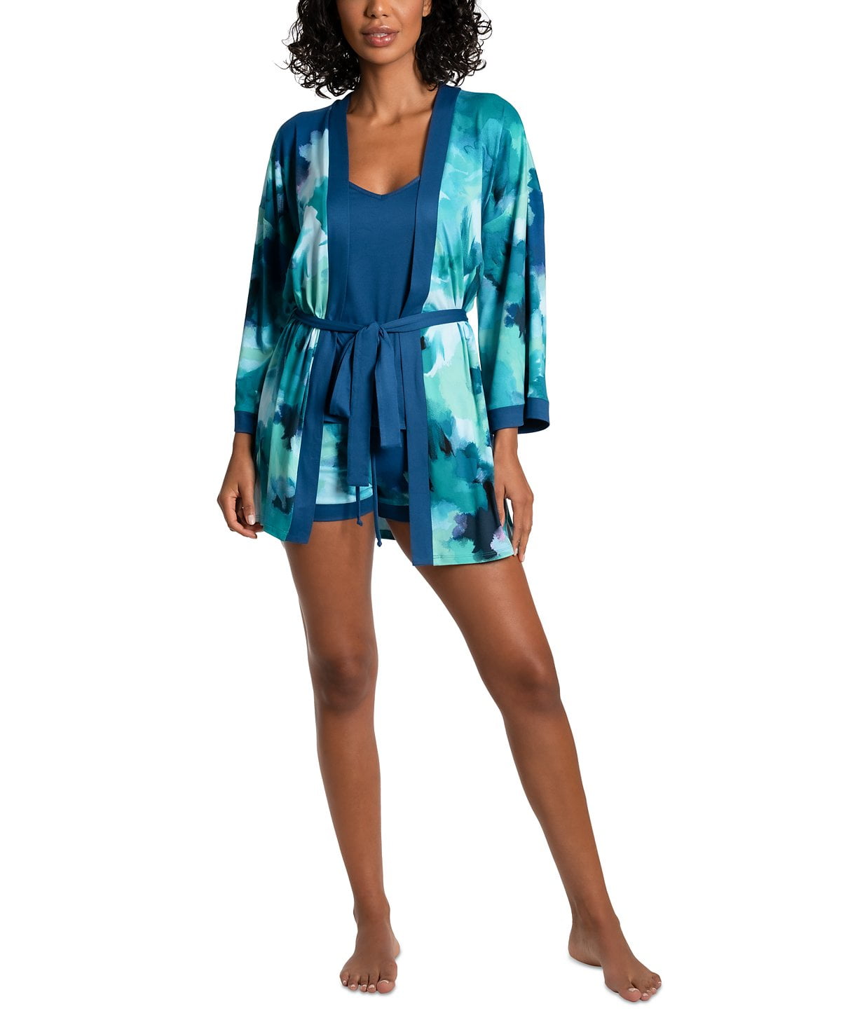Linea Donatella Women's 3-Pc. Clement Travel Sleep Set - Turquoise, Green Size S