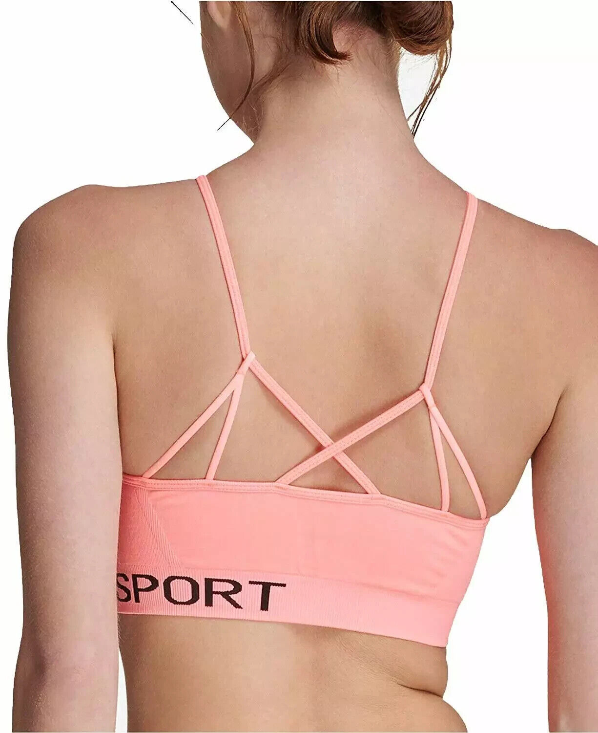 DKNY Women Sport Strappy Low Impact Sports Bra Top Neon orange Size XS MSRP $39