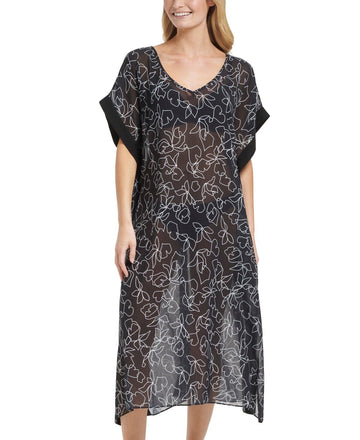 Calvin Klein Swim Women's Bordered Maxi Cover up Black Size S/M MSRP $88