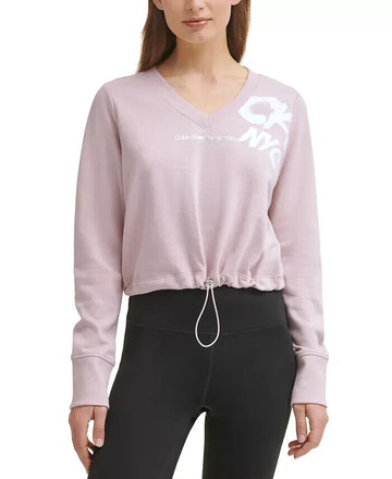 Calvin Klein Performance Women's Cinched Logo Sweatshirt Pink Size XL MSRP $60