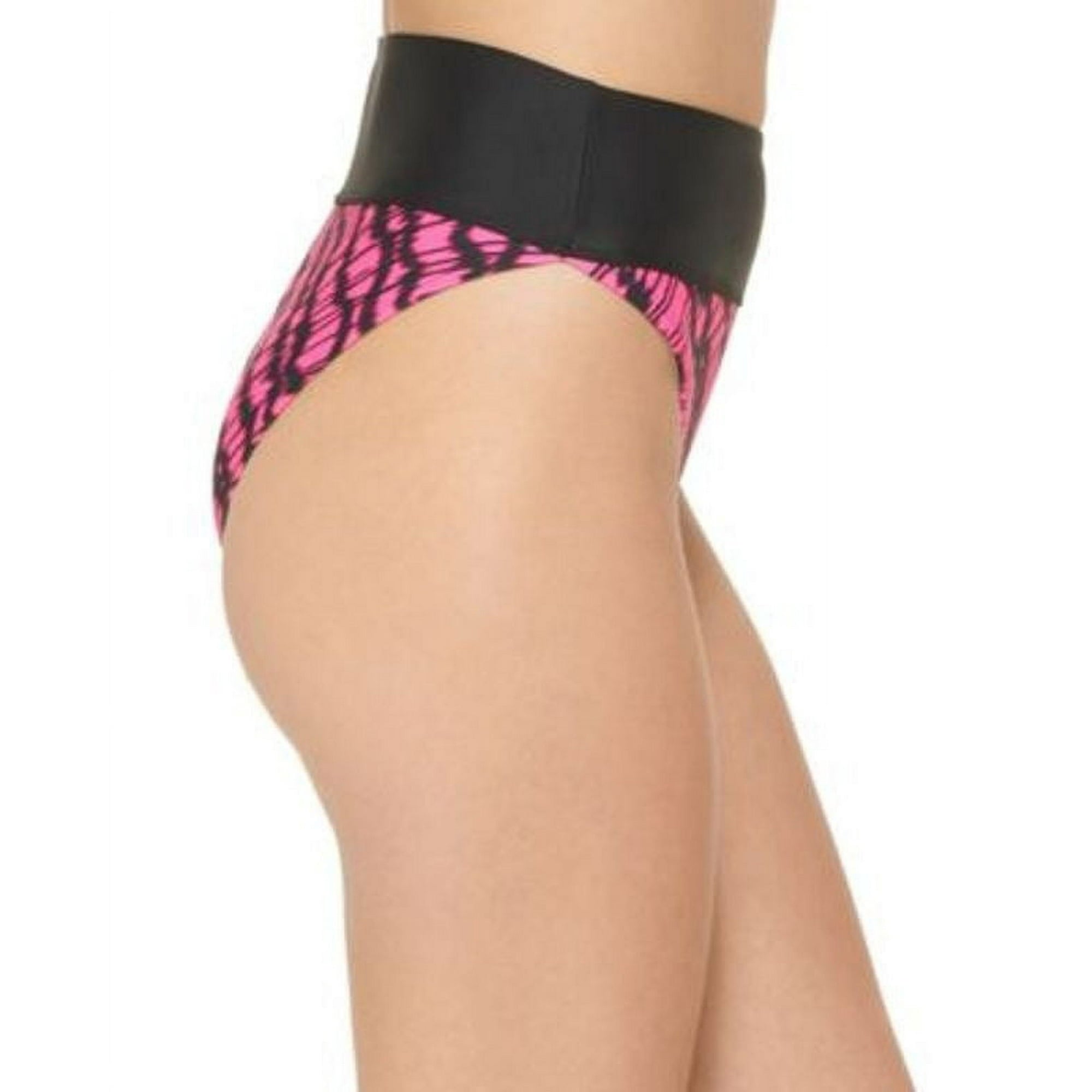DKNY Women's Printed High Waist Bikini Bottoms Swimsuit Pink Size M