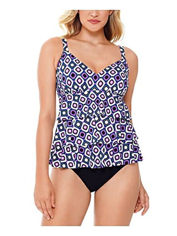 Swim Solutions Jewels Tiered Tummy Control One-Piece Swimsuit Purple Size 16