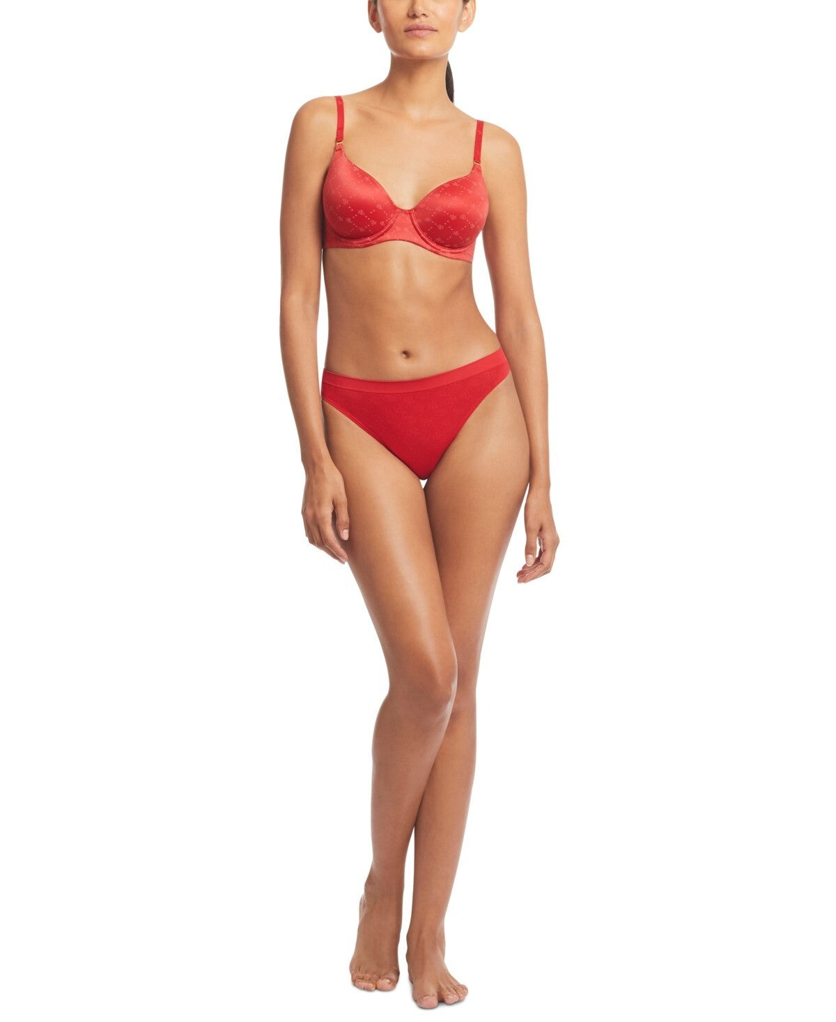 Lauren Ralph Lauren Repeat-Logo T-shirt Bra, 4L0016 Ruby Red Size 34DD MSRP $58