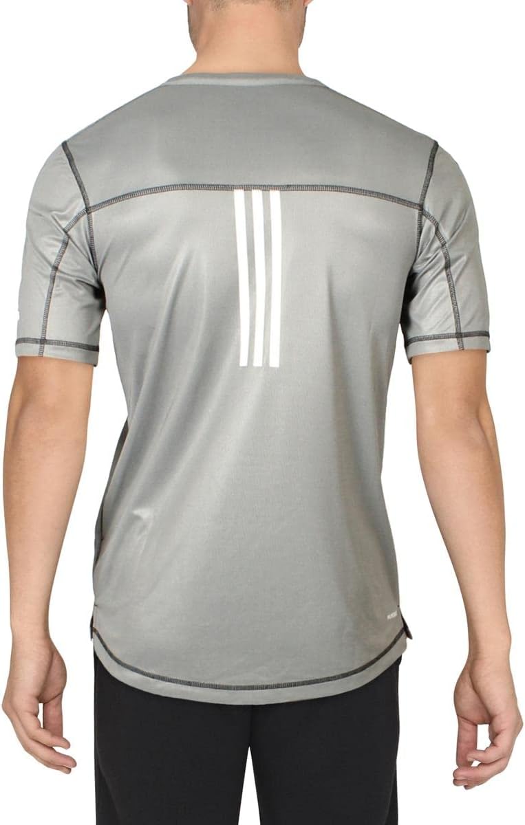 adidas Mens Fitness Workout Short Sleeve Shirts & Tops Gray S