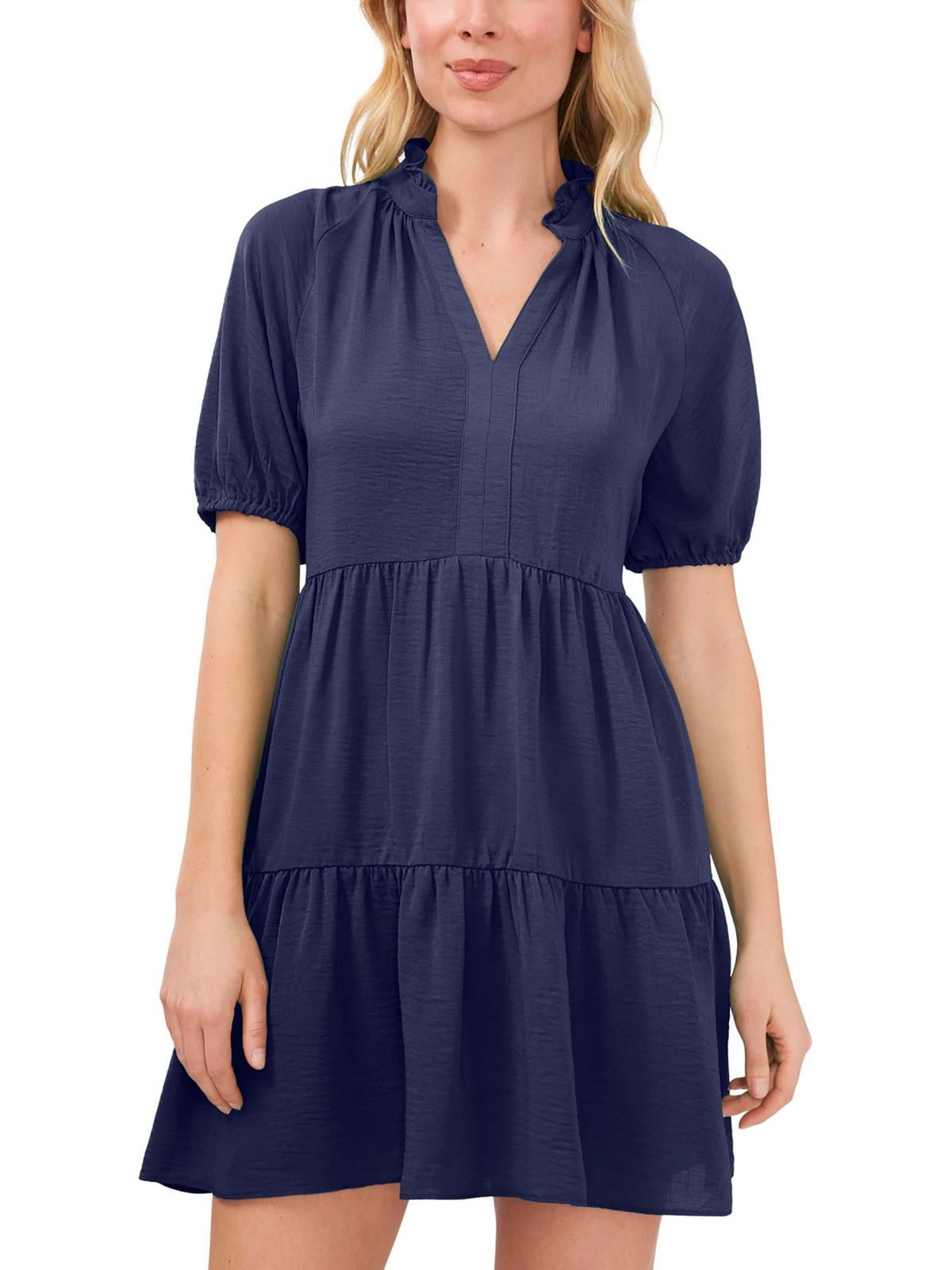 CeCe Womens V-Neck Short Mini Dress Blue Size XL