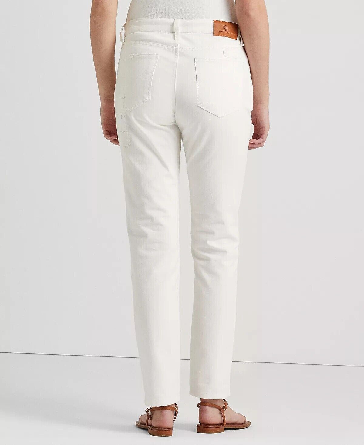 Lauren Ralph Lauren Womens Eyelet-Patchwork Relax White Pants Size 16 MSRP $195