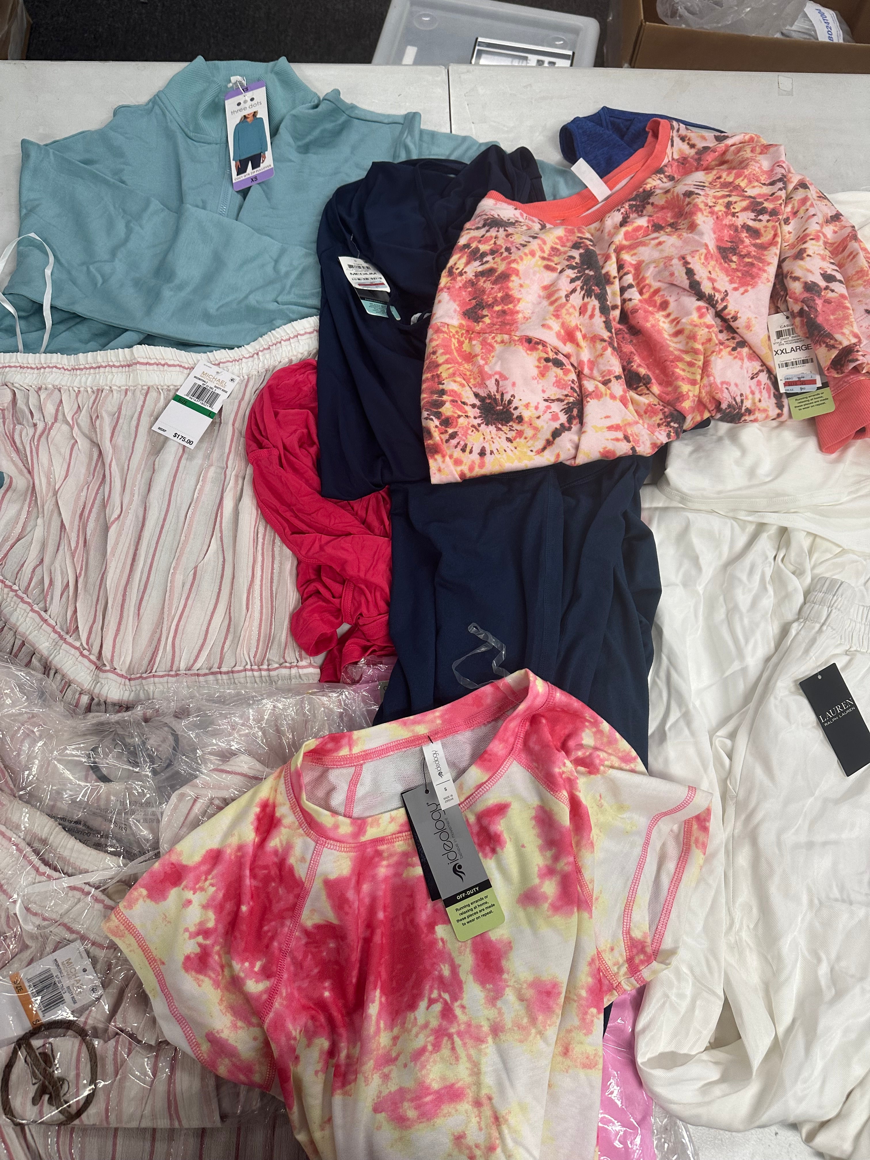 Women's Clothing Assorted Wholesale Lot POLO RALPH LAUREN, MICHAEL KORS, THREE DOTS, IDEOLOGY, Assorted Wholesale Lot, 14 items, Shelf Pulls, MSRP $870