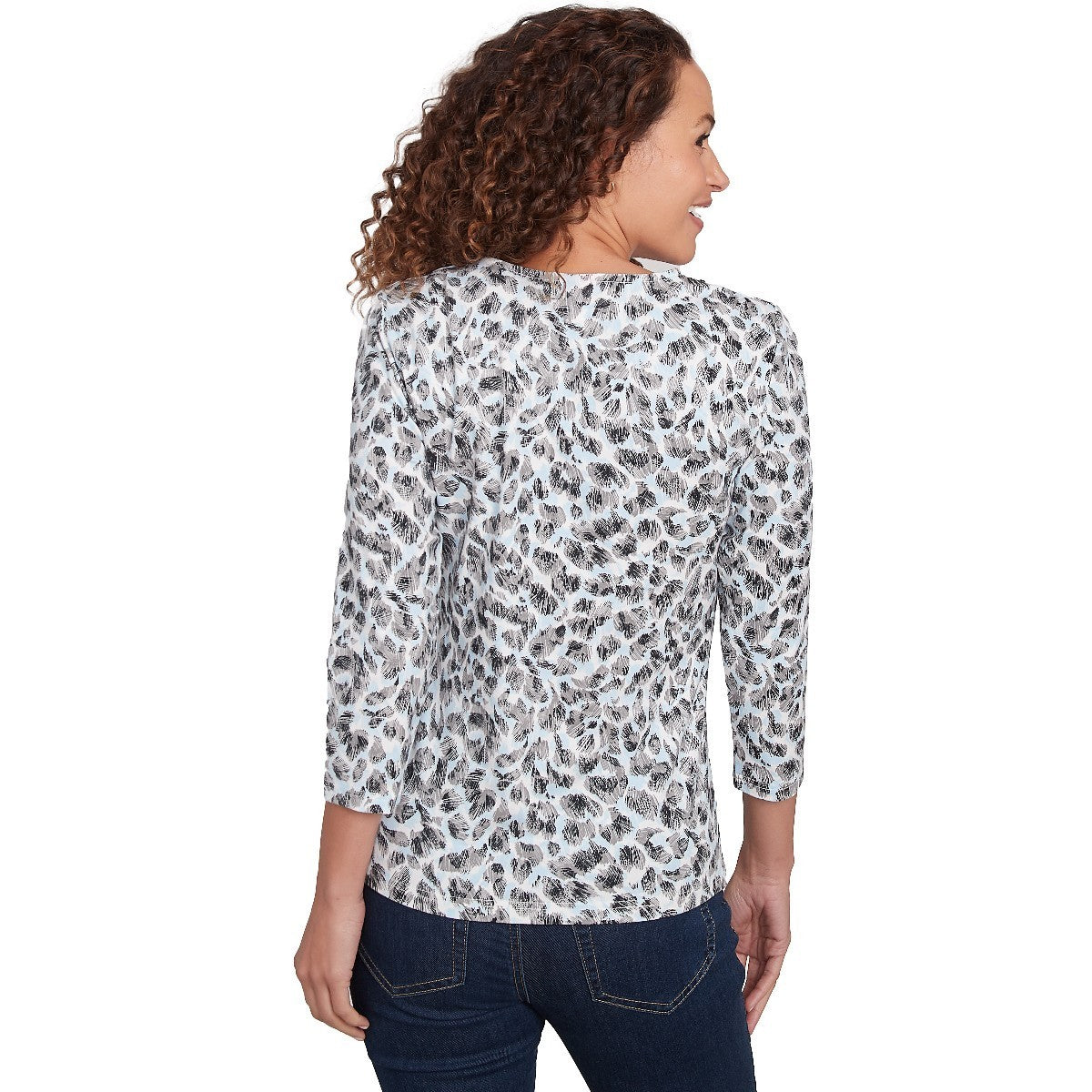 HEARTS OF PALM Plus Size 1X Printed Essentials V-Neck Top $48