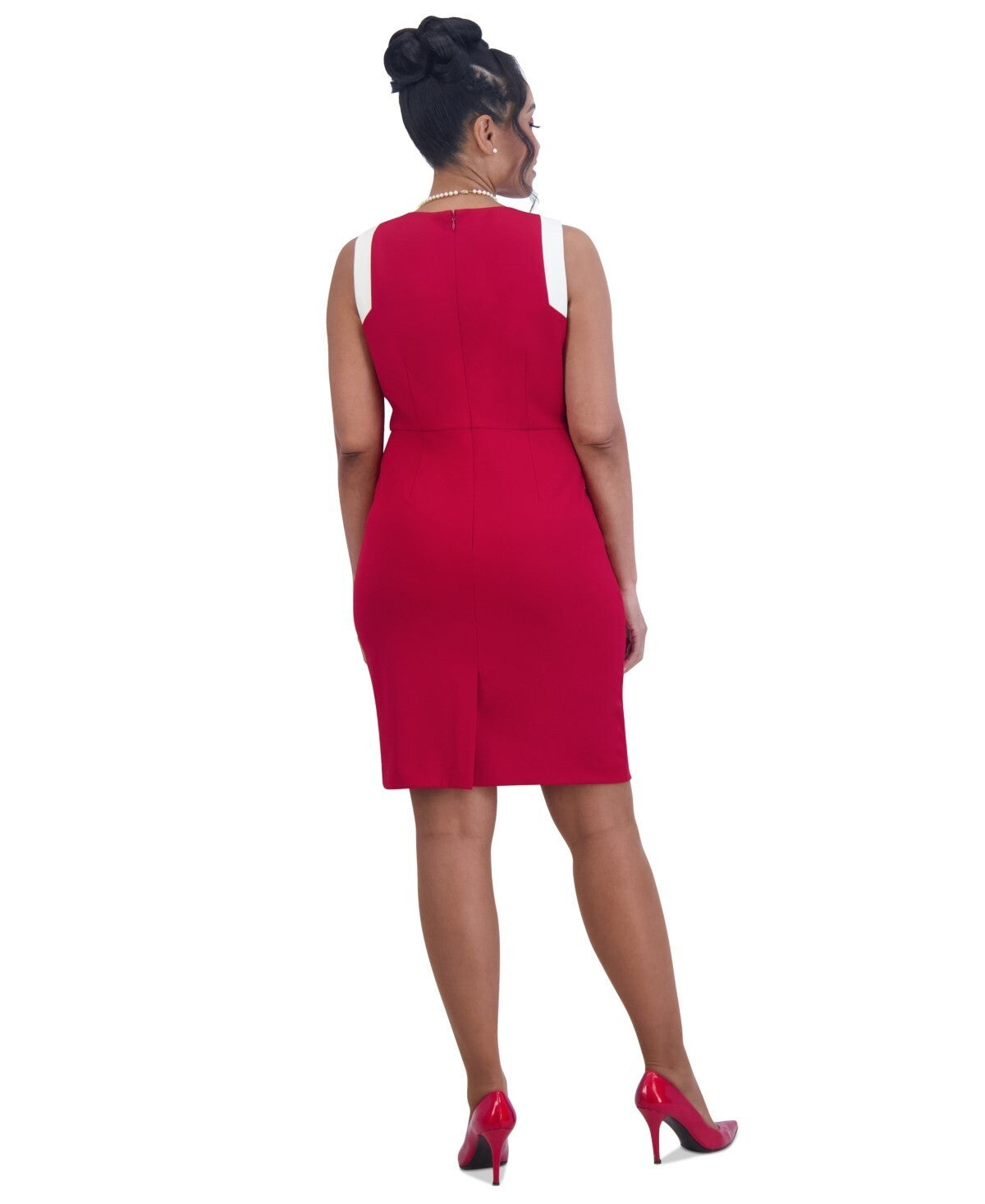 Kasper Women's Combo Sleeveless Sheath Dress Red Plus Size 3X MSRP $89