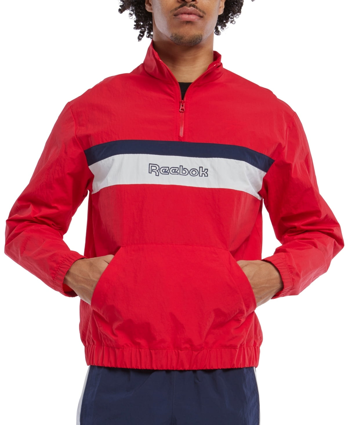 Reebok Mens Regular fit Quarter zip Sweatshirt XXL Red Black White