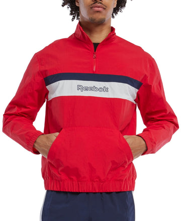Reebok Mens Classic fit Quarter zip Sweatshirt Size L Red Grey Black