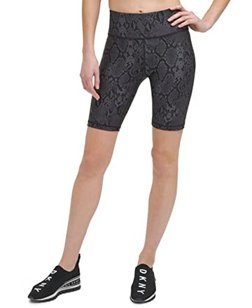 DKNY Sport Women's Snake-Embossed Bike Shorts (Black, Size XS)
