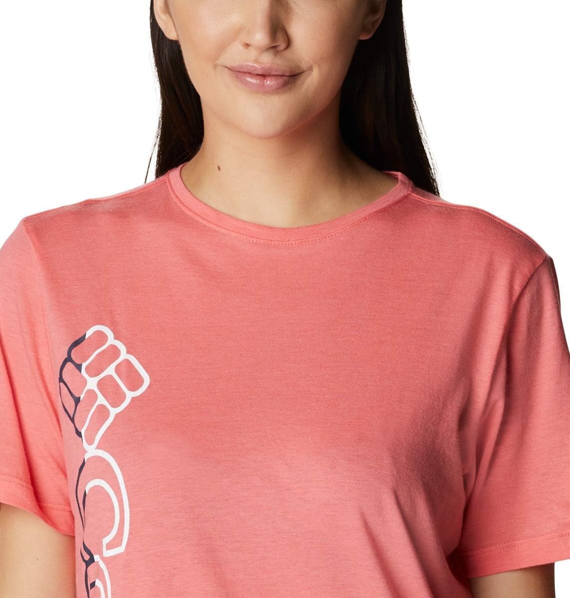 Columbia Women's Bluebird Day Relaxed Crew Neck, Salmon Heather, Plus 1X