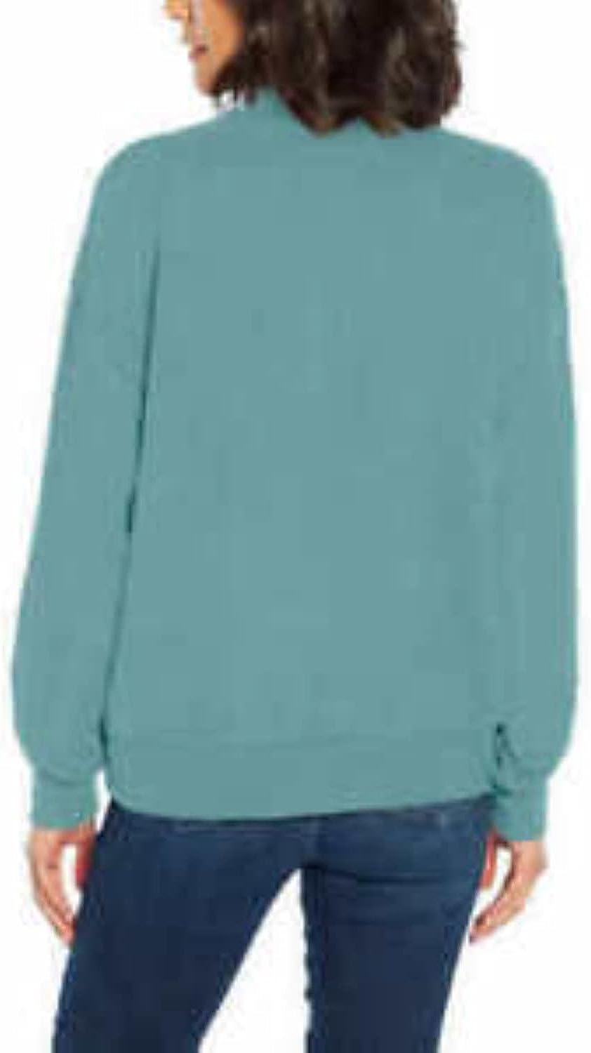 Three Dots Ladies' Quarter Zip Pullover Top ( Nile Blue, Size XS )