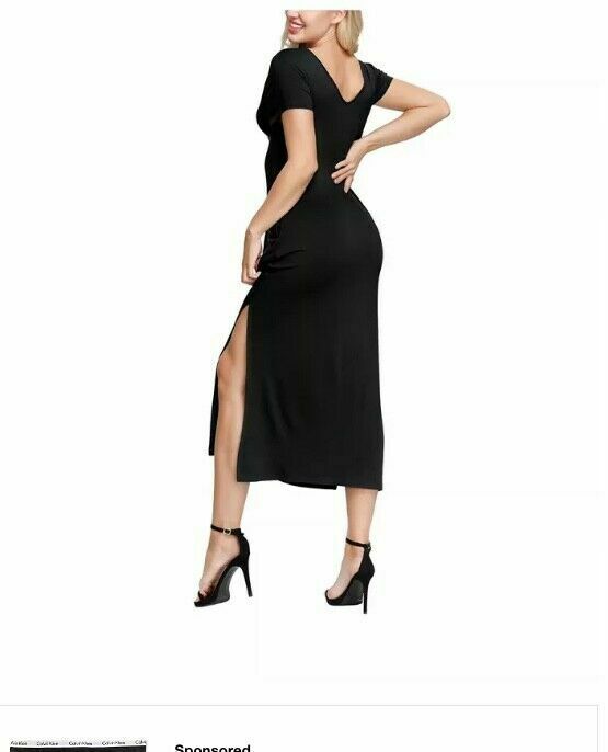 INK+IVY Women's Soft Light Jersey Double V-Neck Dress Black Size XL