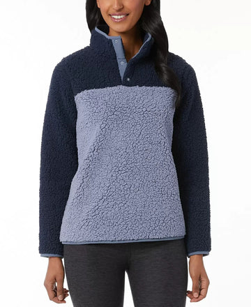 32 Degrees Sherpa Mock-Neck Sweatshirt Size XL Blue Navy MSRP $58