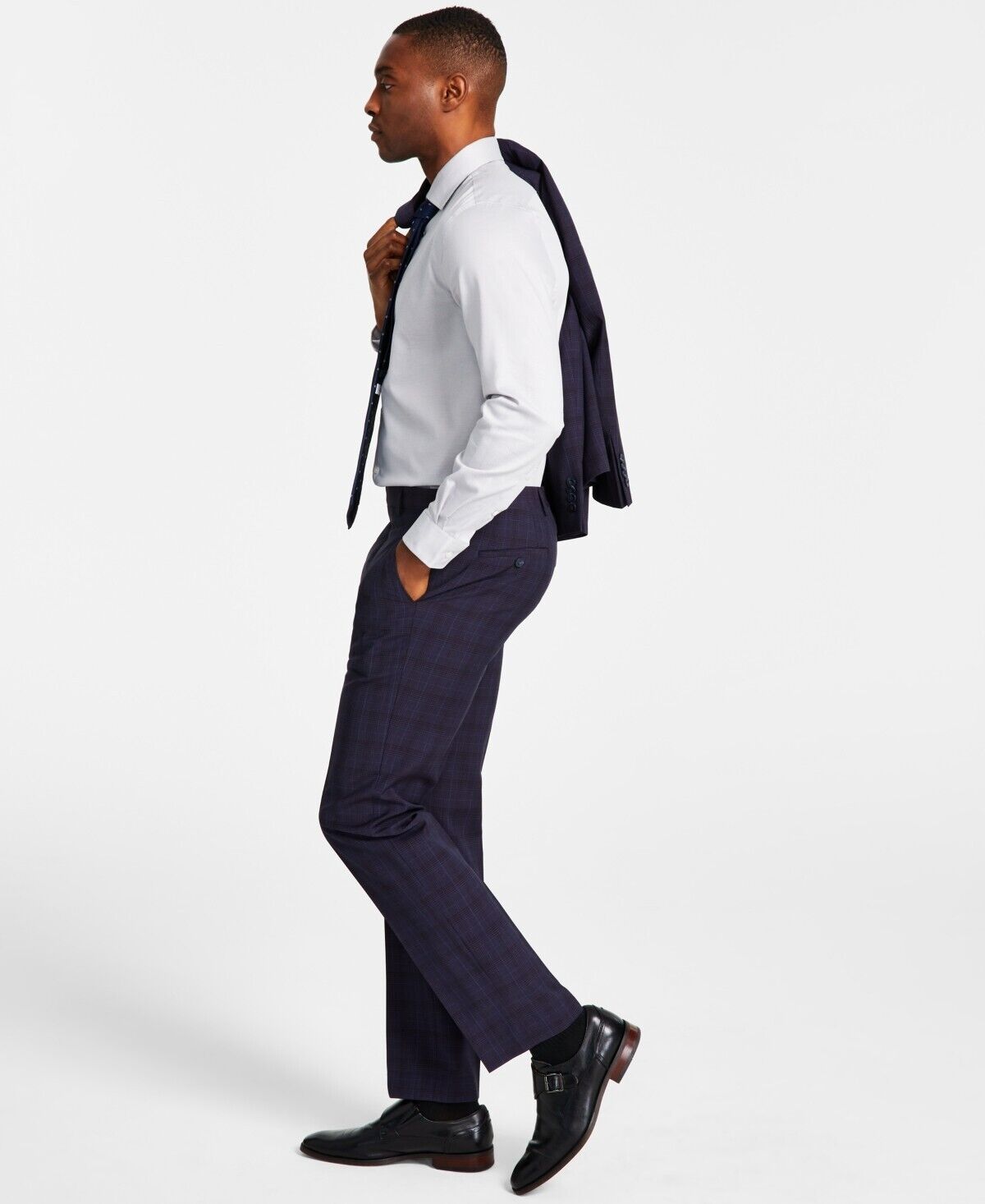 Michael Kors Men's Modern Fit Wool-Blend Plaid Suit Pants Blue Size 32x30 $190