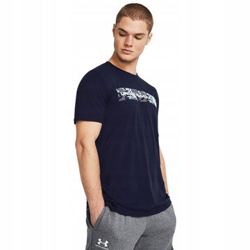 Under Armour Men's Camo Panel Logo Graphic T-Shirt Navy Blue Size L MSRP $25