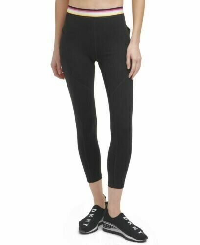 DKNY Womens Multi Stripe High Waist Leggings Black Size S MSRP $60