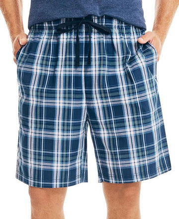 Nautica Men's Classic Fit Plaid Cotton Sleep Shorts Blue Size S