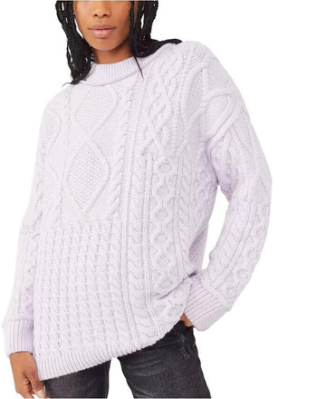 Free People Purple Women's Leslie Cable Tunic Sweater top Size XLMSRP $168