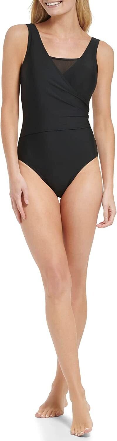 CALVIN KLEIN Blouson Tankini Top Black Size M