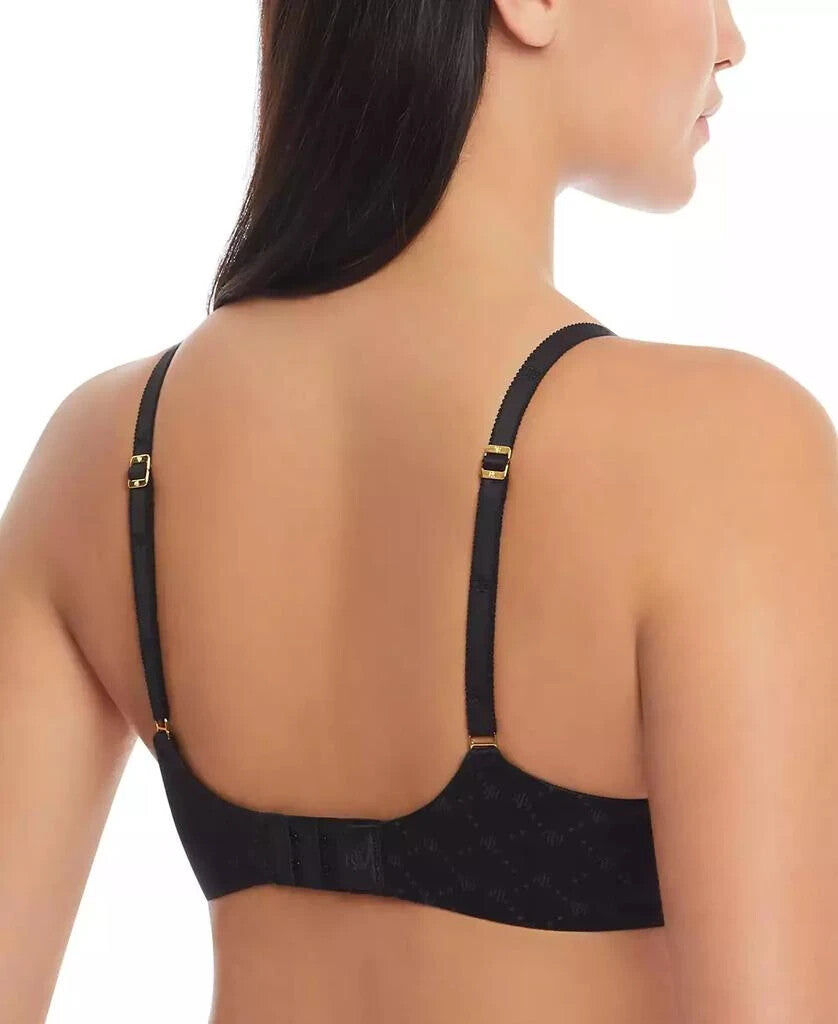 Lauren Ralph Lauren Repeat-Logo T-shirt Bra, 4L0016 Black Size 32B MSRP $58