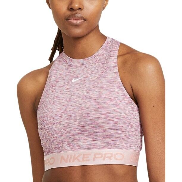 Nike Womens Pro Space Dye Crop Tank Top Pink Size L MSRP $40