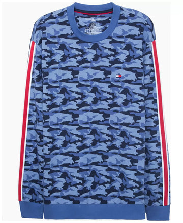 Tommy Hilfiger Men's Camo Lounge Long-Sleeve Pajama Top Blue Size M MSRP $70