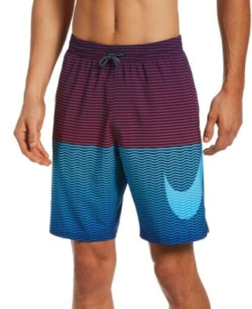 Nike Men's Horizon Stripe Vital Volley Swim Shorts Black Size L MSRP $64