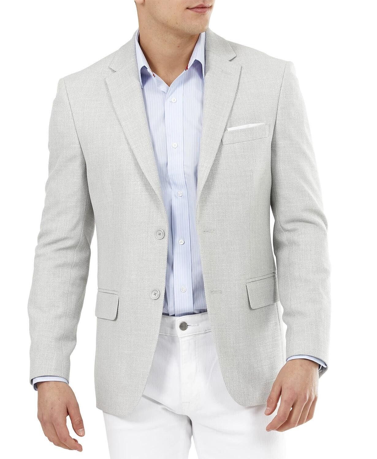 TOMMY HILFIGER Men's Slim-Fit Solid Weave Blazer Conrad Gray Size 42L MSRP $295