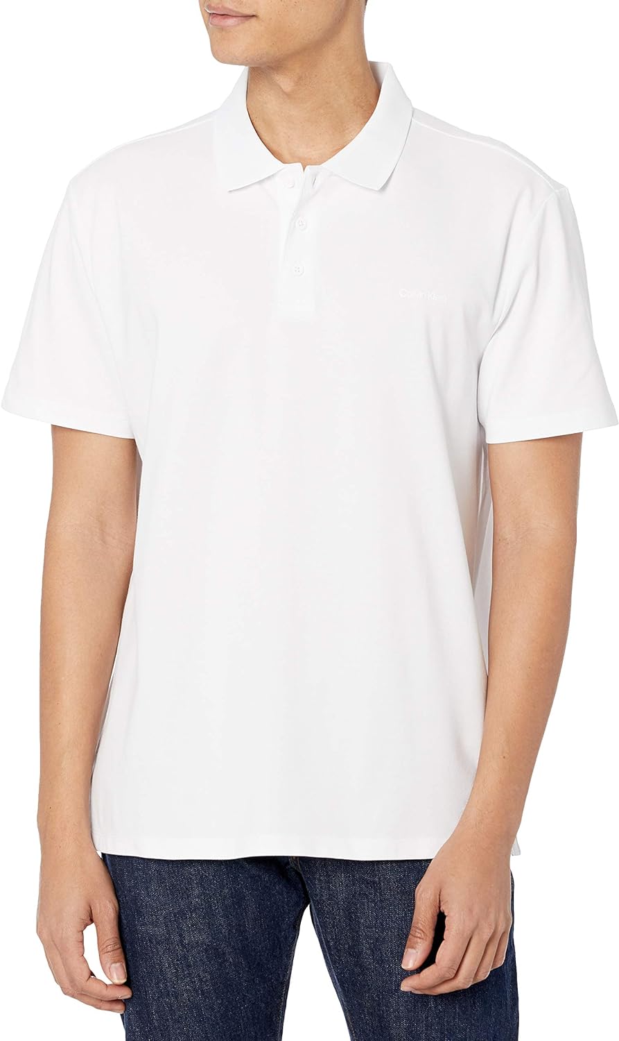 Calvin Klein Men's Move 365 Pique Golf Polo, Brilliant White, Size L