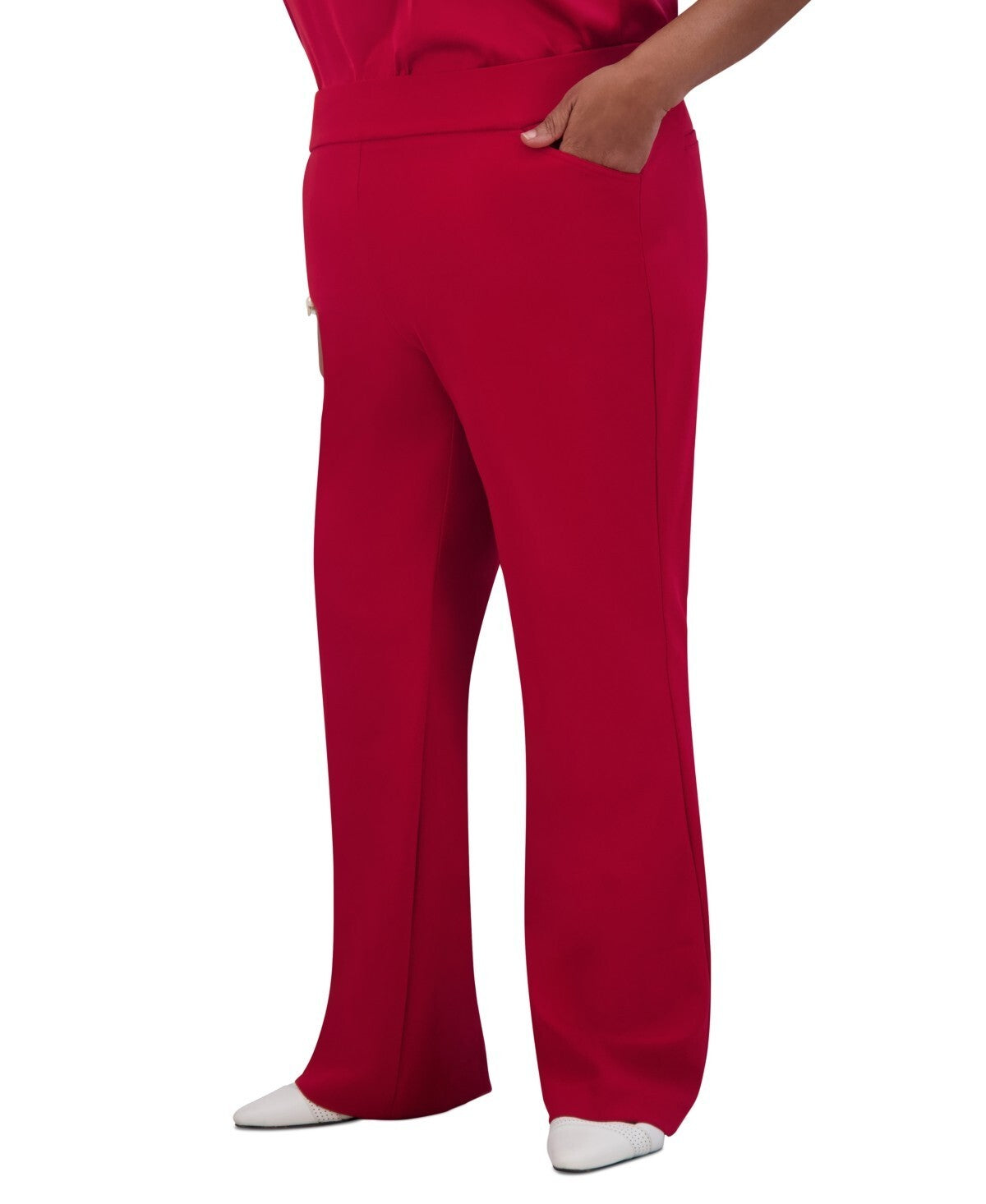 Kasper Women's High-Rise Pull-On Flare Pants RED Size M MSRP $79