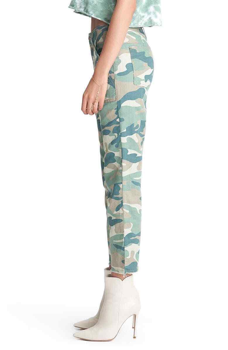 Mother The Shaker Camo Print Chop Crop Pants womens green Size 26 MSRP $218