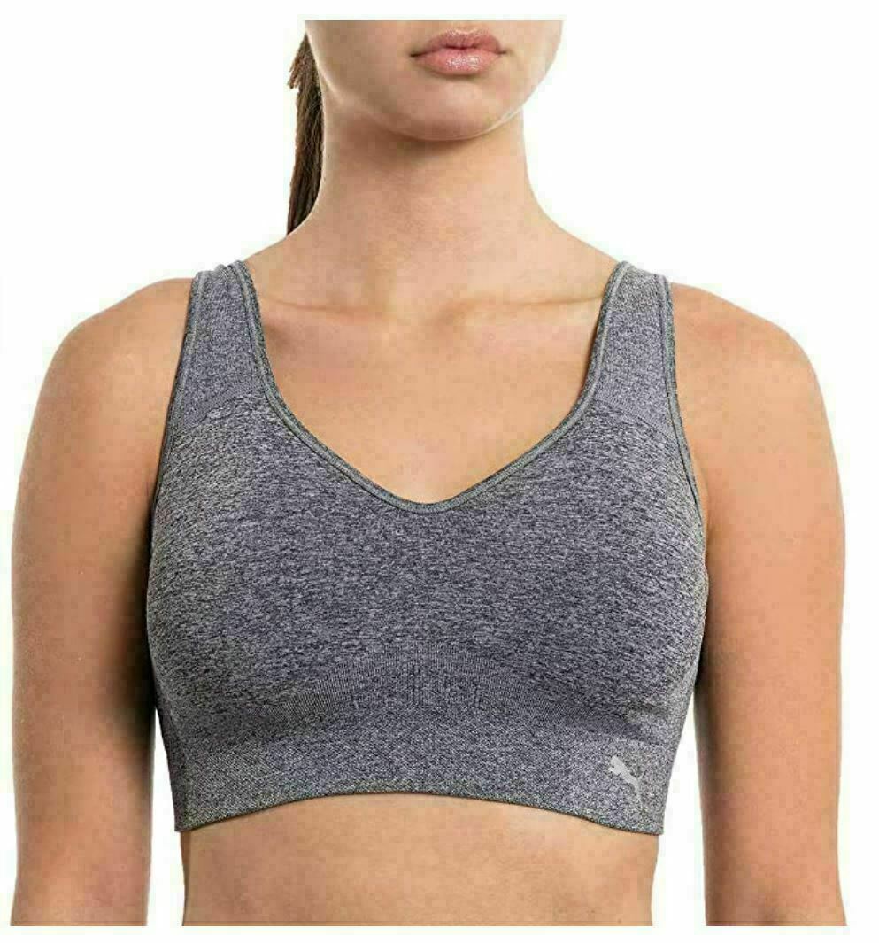 PUMA Seamless Sports Bra Womens black-gray 2-pack Size S