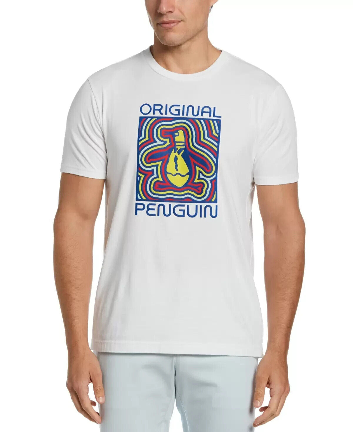 Original Penguin Men's Neon Pete T-Shirt White Size M MSRP $49