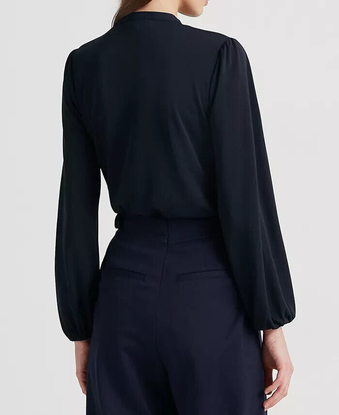 Lauren Ralph Lauren Womens Ruffle-Trim Jersey Lac Lauren Navy Size XL MSRP $125
