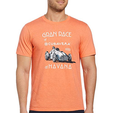 Cubavera Men's Short Sleeve Cotton Grand Race Crew T Shir Orange, Size XXL