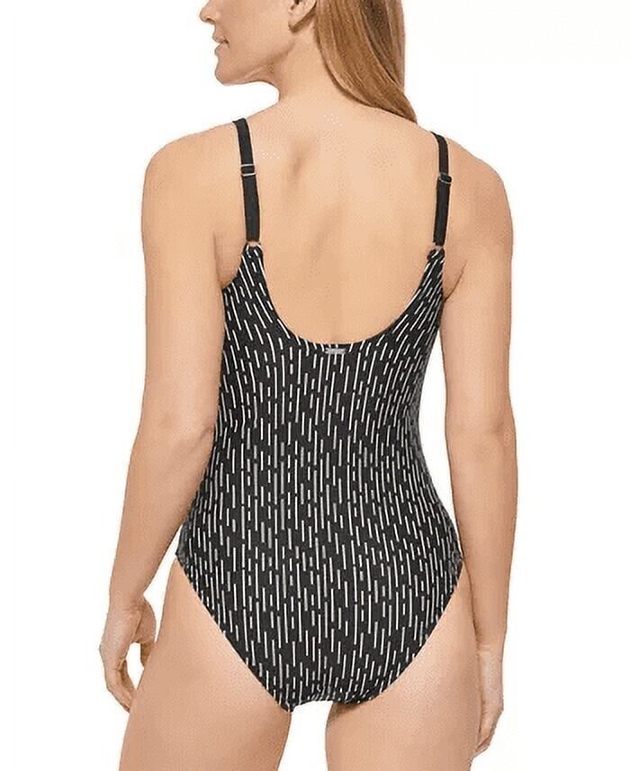 Calvin Klein Twist-Front Tummy-Control One-Piece Swimsuit Black Size 16 MSRP $80