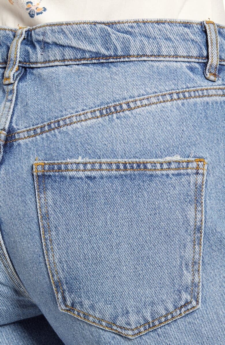 Free People We the Free High Waist Slit Hem Jeans Blue Size 28 MSRP $98