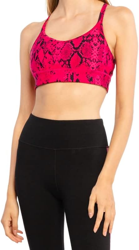 DKNY Sport Women's Snake-Embossed Sports Bra Tank Top (Pink, X-Small