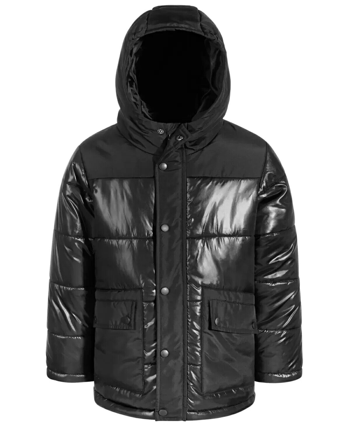 S ROTHSCHILD & CO Big Boys Mixed Media Cire Parka Black Size L MSRP $100