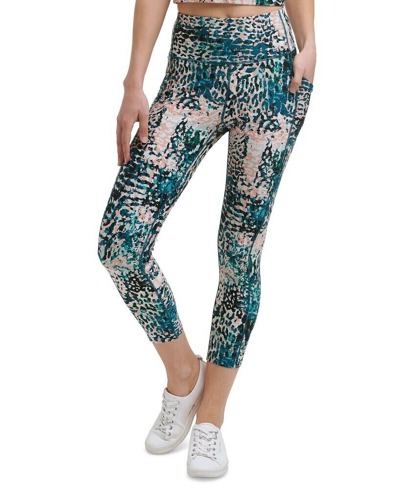 Calvin Klein Womens Printed High-Waist 7/8 Length Leggings green Size XL MSRP$60