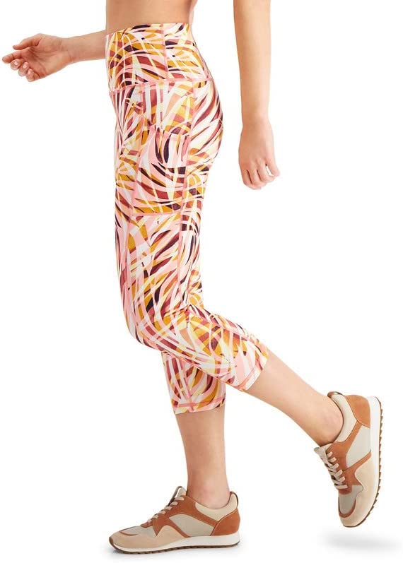 Ideology Women's Performance Printed Cropped Leggings Orange Size XXL